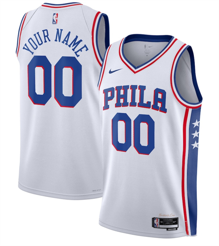 Men's Philadelphia 76ers Active Player Custom White Association Edition Swingman Stitched Jersey